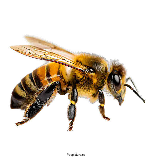 [Transparent Background PNG]Honey Bee on White Background
