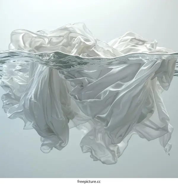 White Fabric Floating Underwater