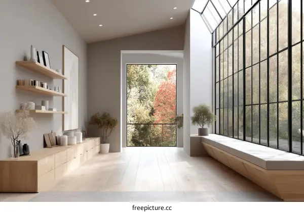 Modern Minimalist Living Room with Large Windows