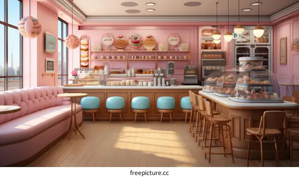 pink bakery shop interior