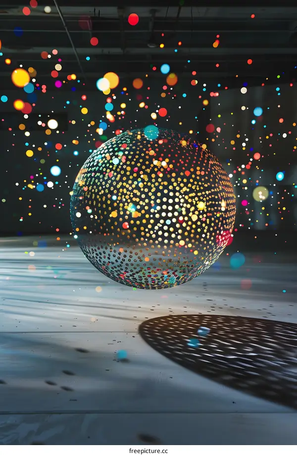 Abstract Sphere with Colorful Lights and Shadow