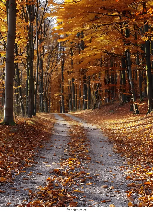 Golden Autumn Forest Path