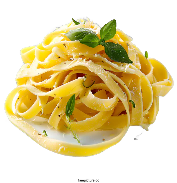 [Transparent Background PNG]pasta with basil and parmesan
