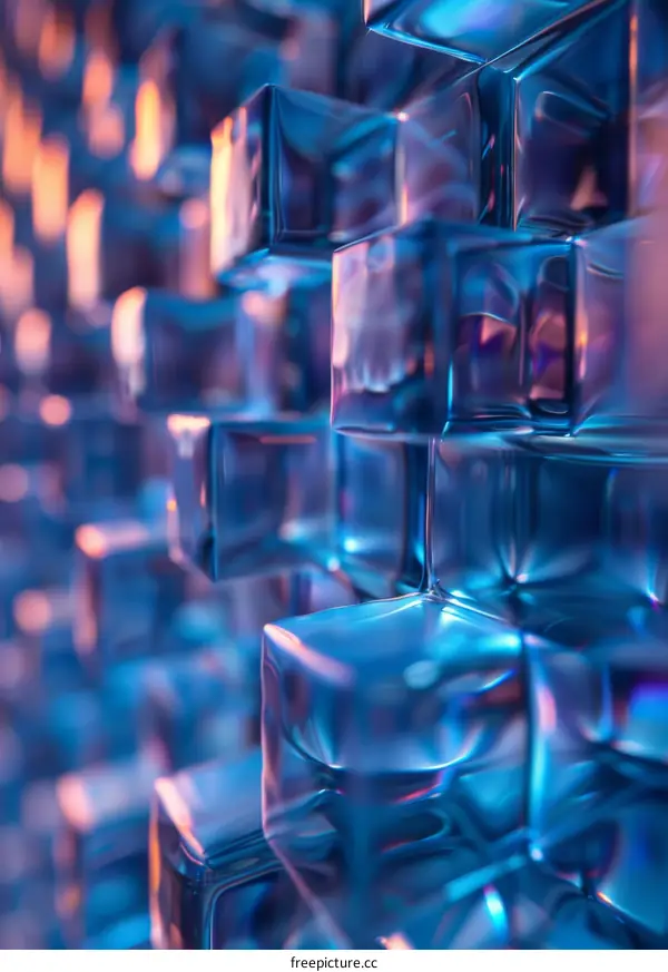 Blue and Purple Translucent Glass Cubes