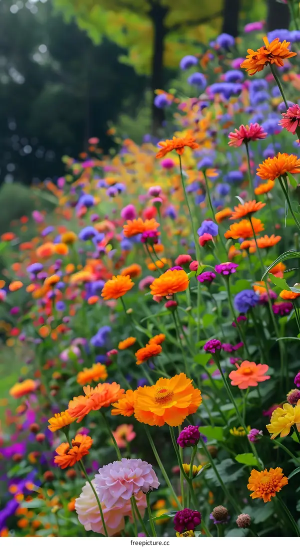 Colorful Wildflowers in a Garden