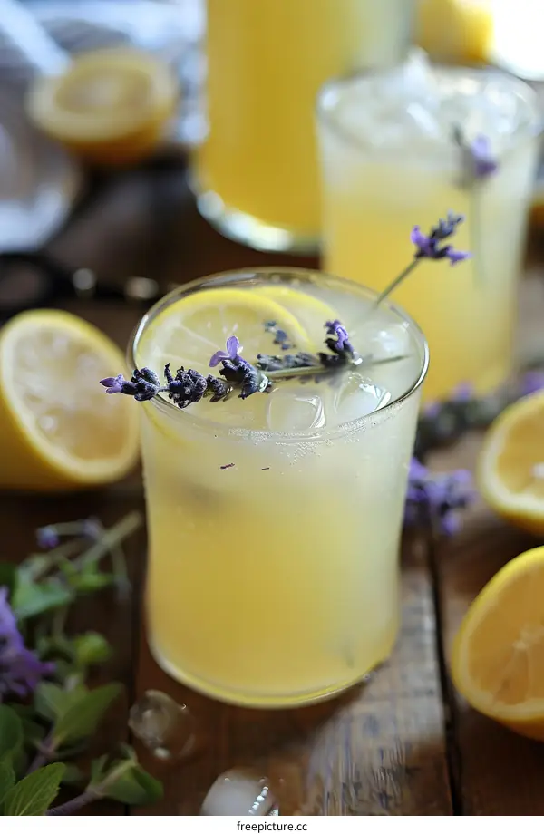 Glass of Lemonade with Lavender and Lemon