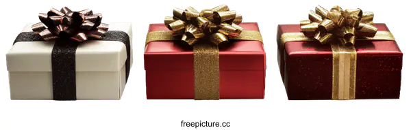 [Transparent Background PNG]Three Gift Boxes with Different Ribbons