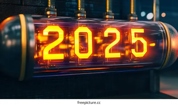 Futuristic 2025 Neon Sign Clock