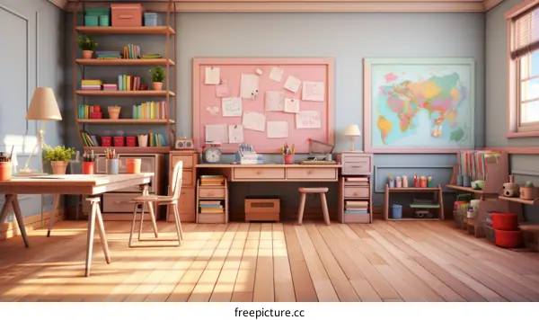 Cozy home office with lots of natural light