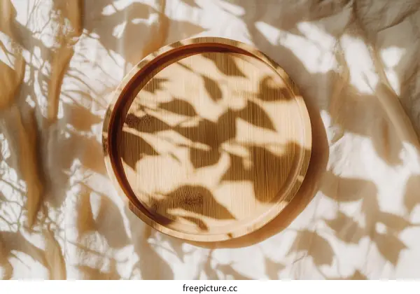 Natural Light and Shadow on Wooden Tray
