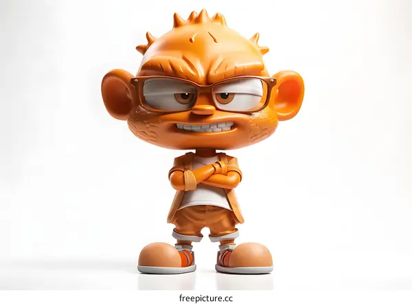 Orange Cartoon Character With Glasses 3D Illustration
