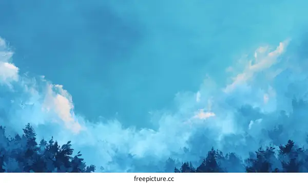 Peaceful Blue Sky and Cloudscape Illustration