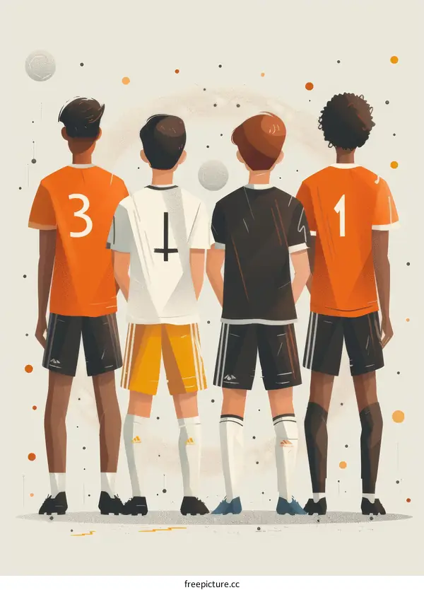 Four People Wearing Soccer Uniforms