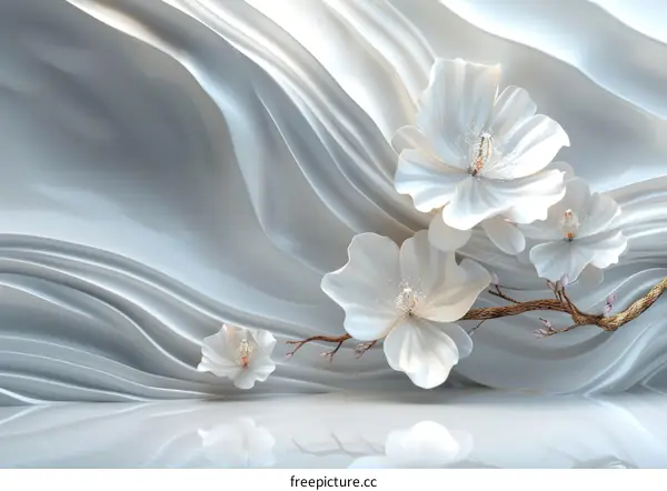 White silk and flowers