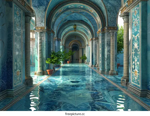 Long Hall with Flooded Floor