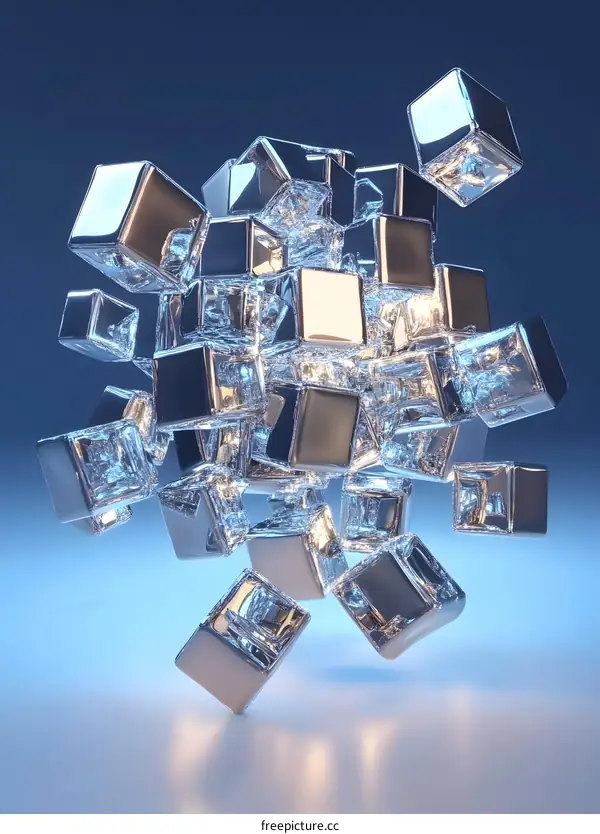 Abstract Shiny Cubes Background 3D Illustration