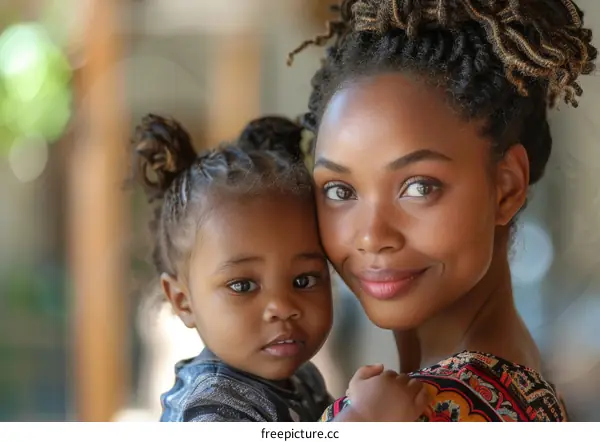 Mother and Daughter Portrait Close-up