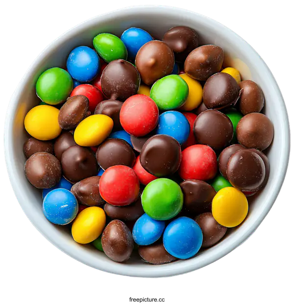 [Transparent Background PNG]Colorful Candies in a White Bowl