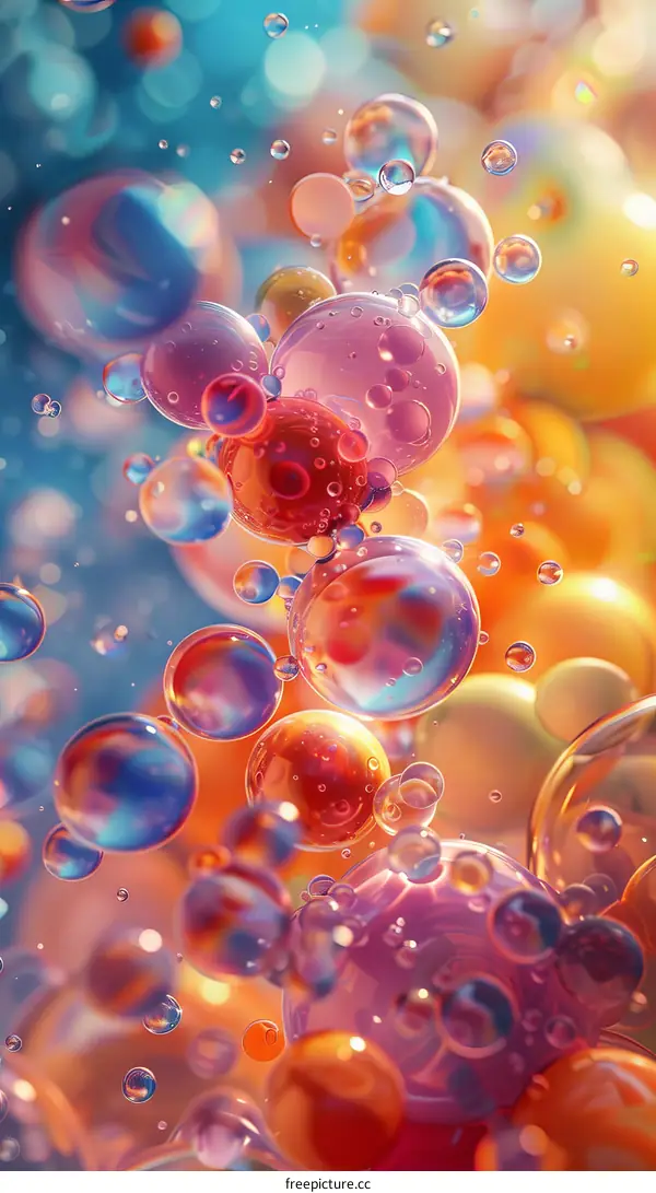 Colorful Abstract Bubbles on Blue and Orange Background