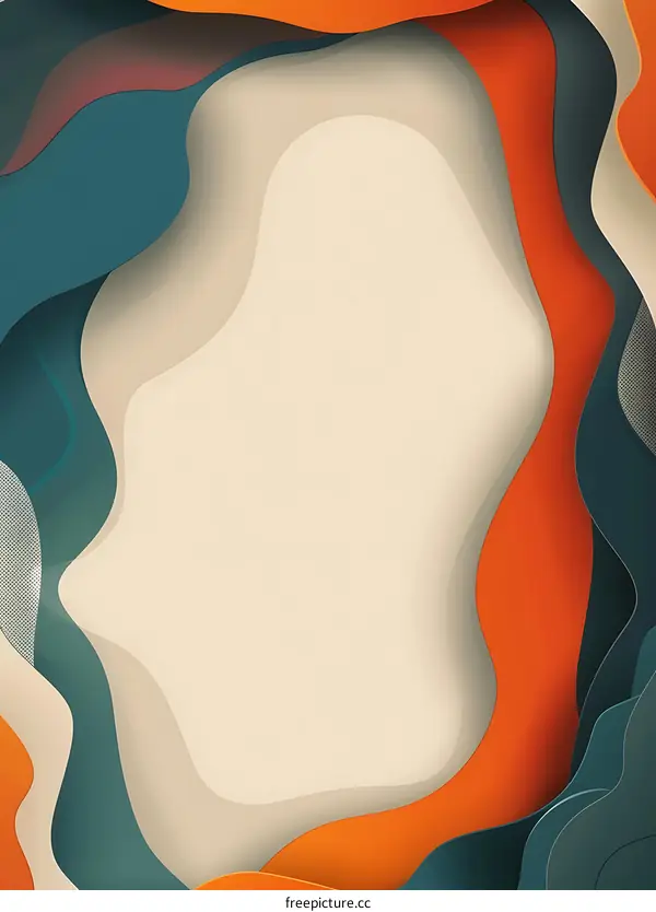 Abstract Paper Cut Style Background with Orange Blue and White Colors