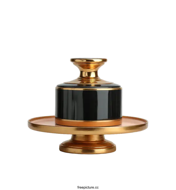 [Transparent Background PNG]Elegant Gold and Black Decorative Cake Stand