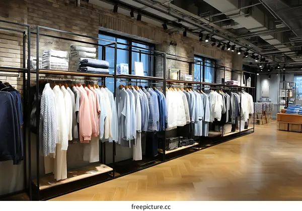 Modern Clothing Display in a Stylish Retail Space
