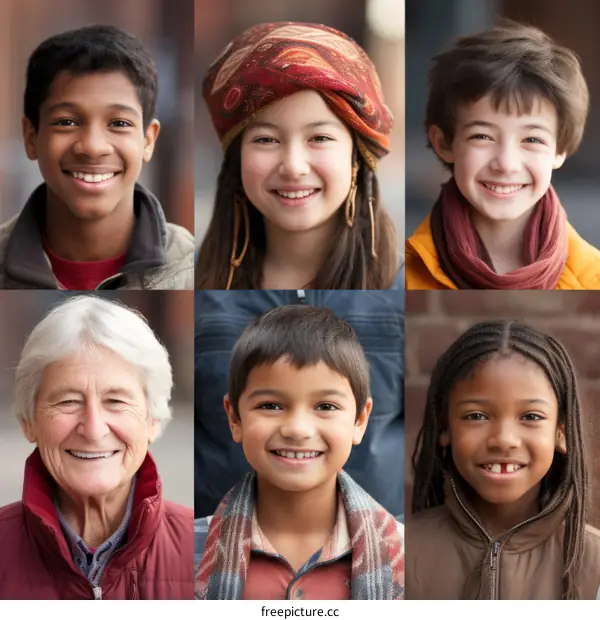 A collage of six headshots of people from different ethnicities.
