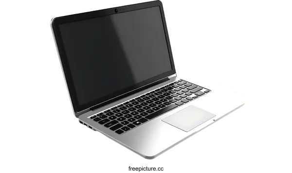 [Transparent Background PNG]Modern Silver Laptop on White Background