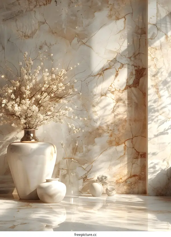 A vase of white flowers