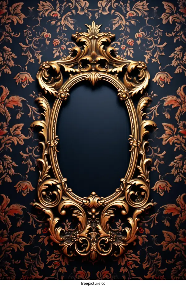 ornate gold picture frame with dark background
