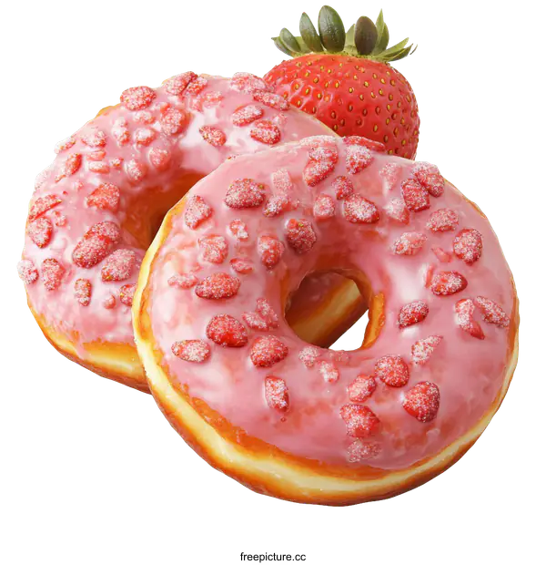 [Transparent Background PNG]Strawberry Iced Donuts Delightful Treats