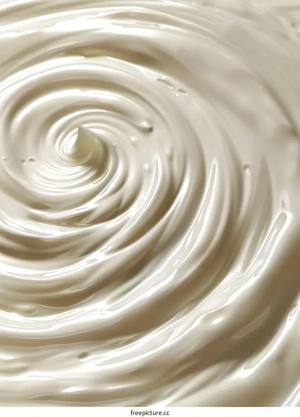Close-up of a swirl of white cream