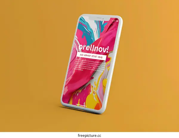 Mobile Phone Screen with Abstract Art and Text