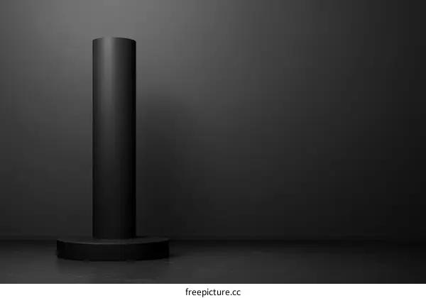 Black Cylinder Display Stand on Dark Background