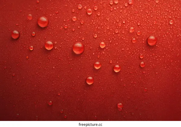 Water Droplets on a Red Surface