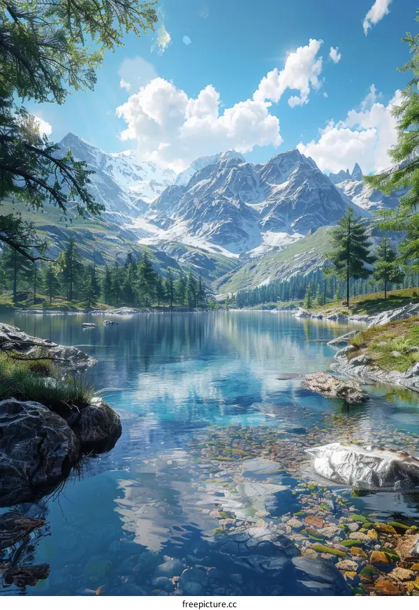 Picturesque Mountain Lake Landscape