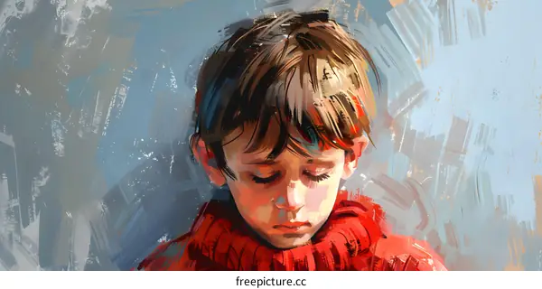 portrait of a boy in a red sweater