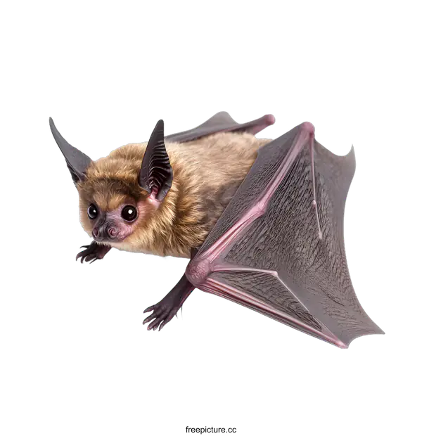 [Transparent Background PNG]Brown Bat with Spread Wings on White Background