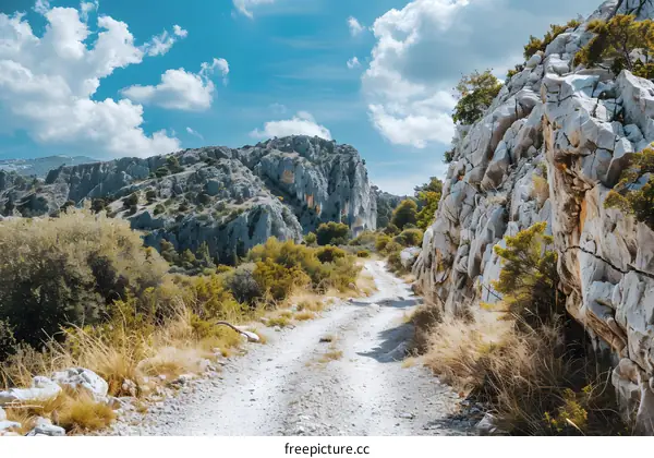 Mountain Road Through Rocks in Spain