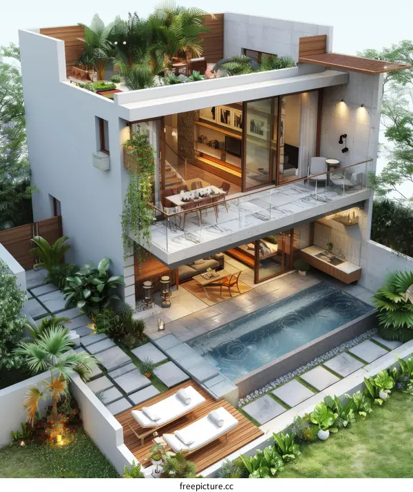 Modern House with Swimming Pool and Garden