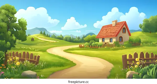 Cute Cottage In Green Meadow