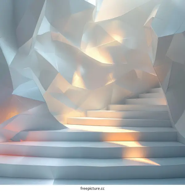 White abstract 3D background with stairs