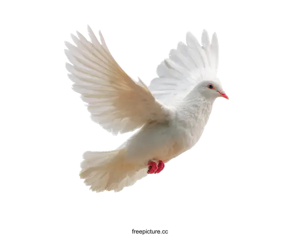 [Transparent Background PNG]White Dove in Flight Against a White Background