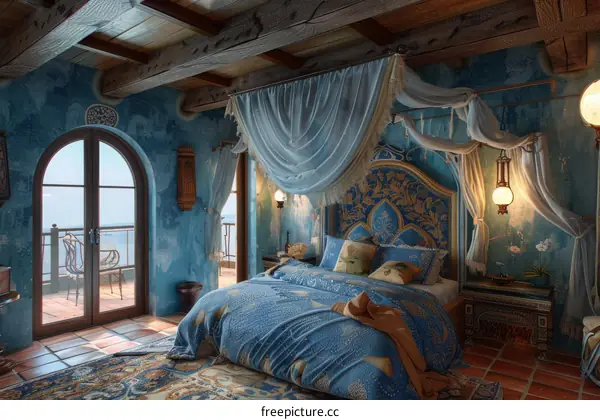Exquisite Blue Bedroom with Ocean View