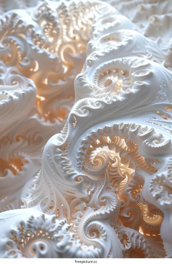 Fractal Art of White and Cream Spirals