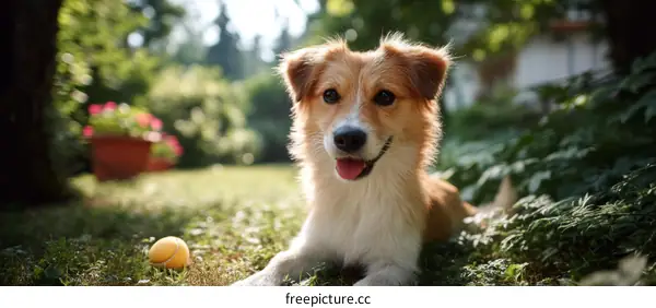 Adorable Dog in a Sunny Garden