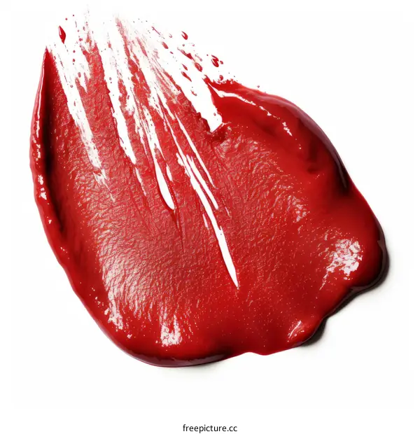 Red smear of lipstick on a white background