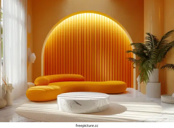 Modern Orange Living Room Design Illustration