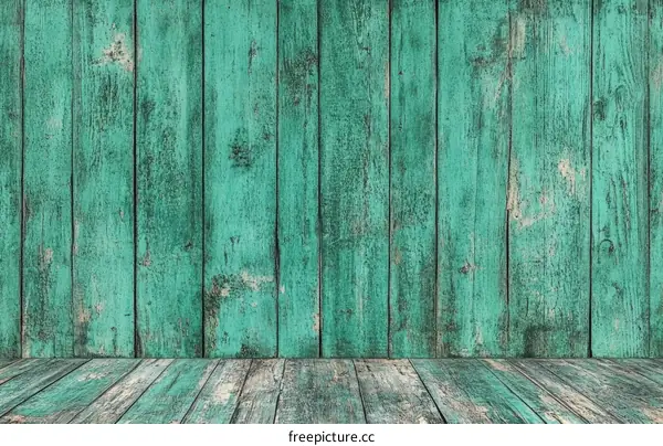 Vintage Teal Wooden Wall and Floor Background