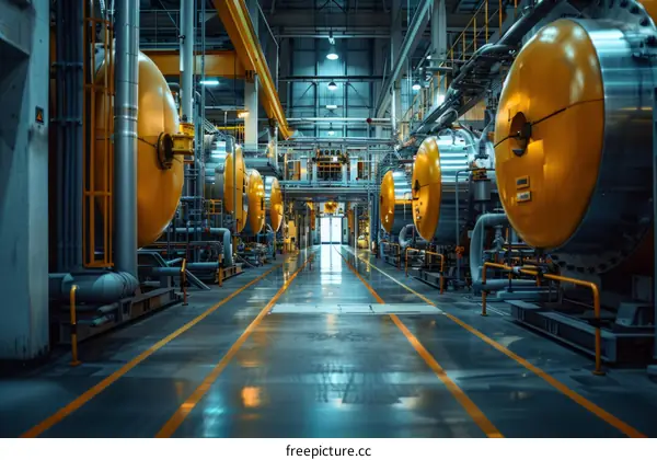 Industrial Factory Interior with Machinery